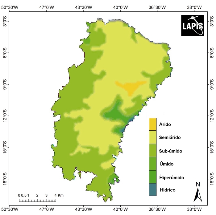 Terras secas no Semiárido brasileiro, com destaque para área árida. Fonte: Unesco (2010). Elaboração: Lapis.