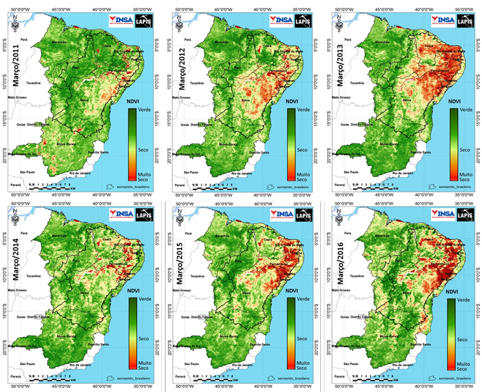 Mapas mostram pior seca já registrada no Nordeste (2011-2017). Fonte: Livro "Um século de secas"_QGIS